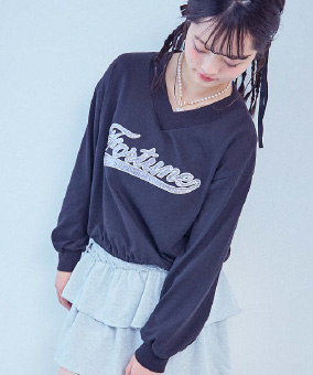 【chum】えらべる プリントアソート クロップド丈 長袖Tシャツ